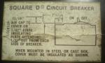 Circuit Breaker SQUARE D 4014001 label view