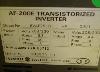 AF-200E Transistorized Inverter label view